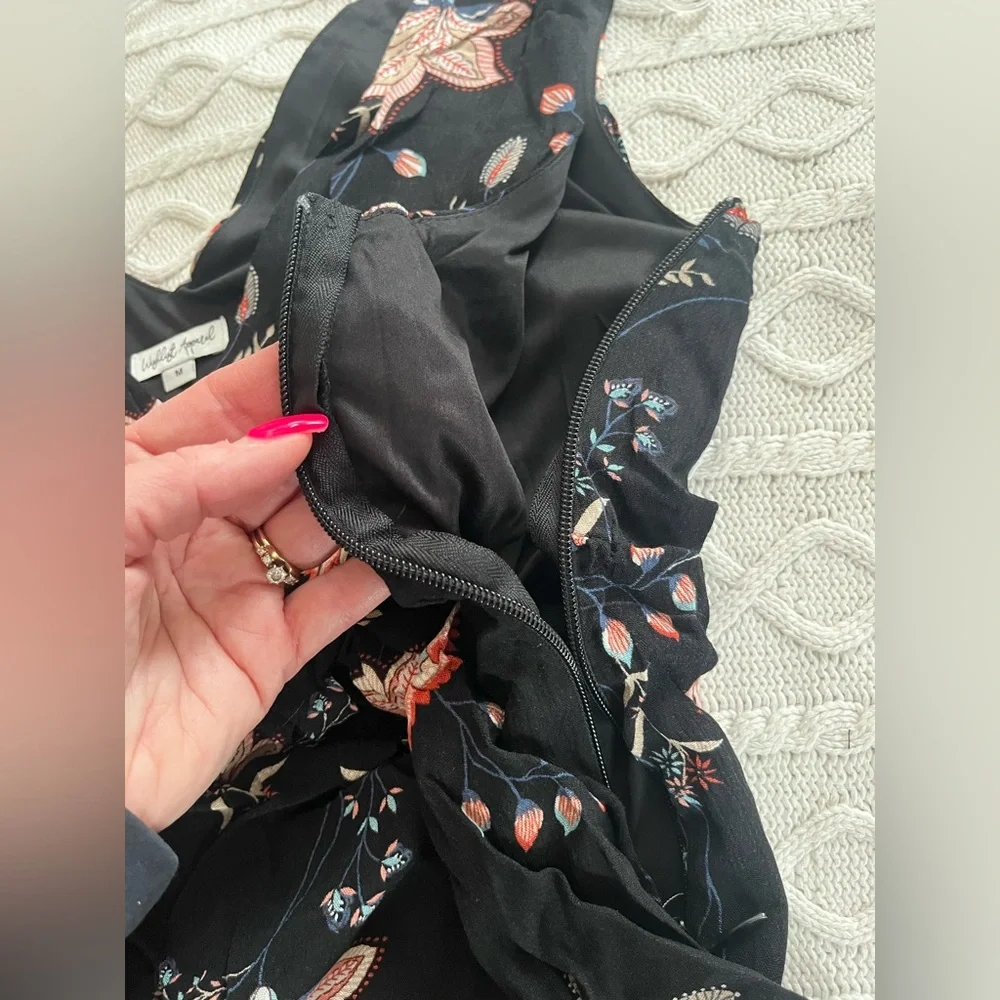 Wishlist Apparel Floral Black and Pink Women's Mid Calf Dress Size Medium - Picture 13 of 16